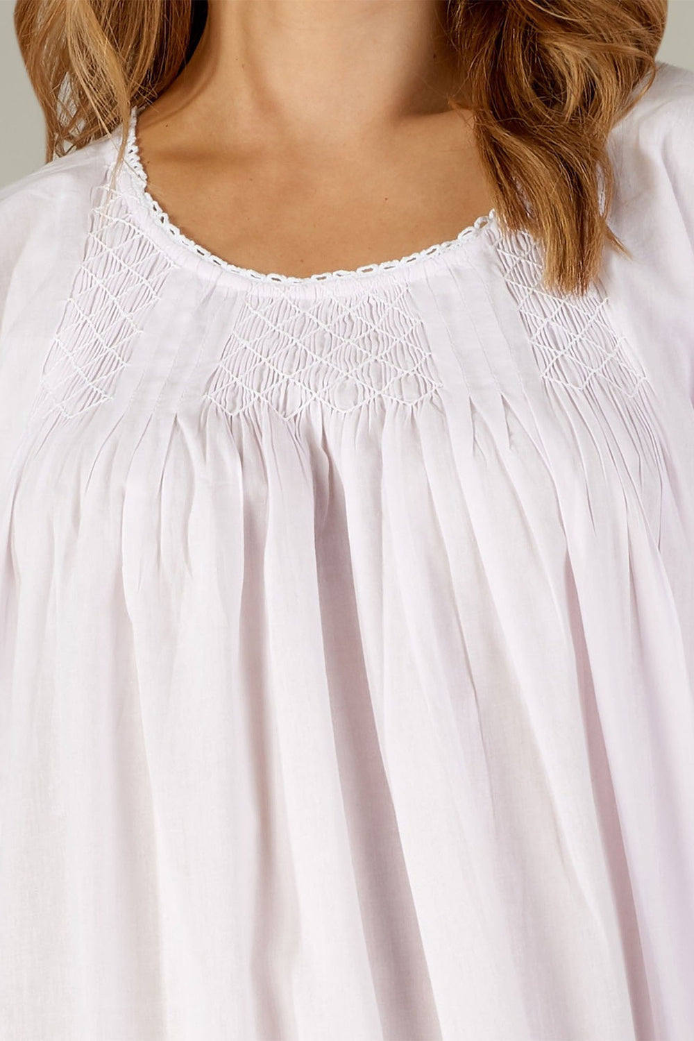 Slenderella Pink Hand Smocked 42" Woven Nightdress ND3256 - Shirley Allum Boutique