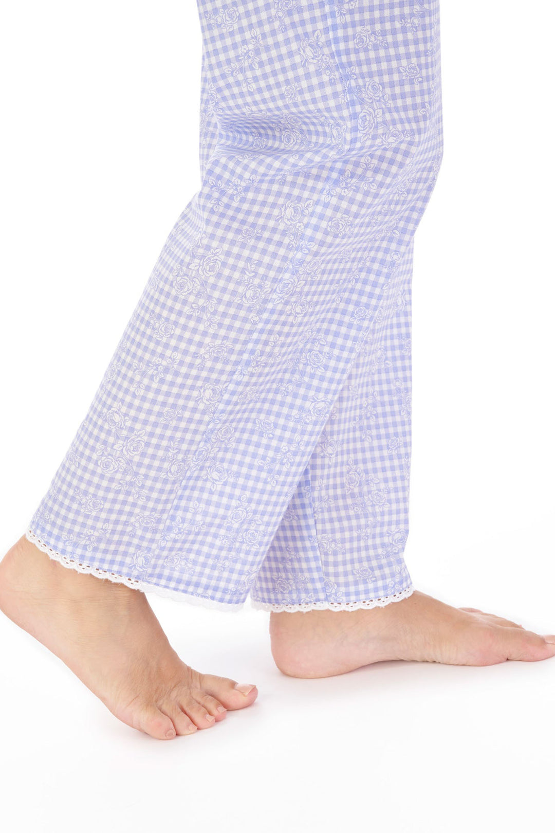 Slenderella PJ03213 Blue Gingham Pyjamas - Shirley Allum Boutique