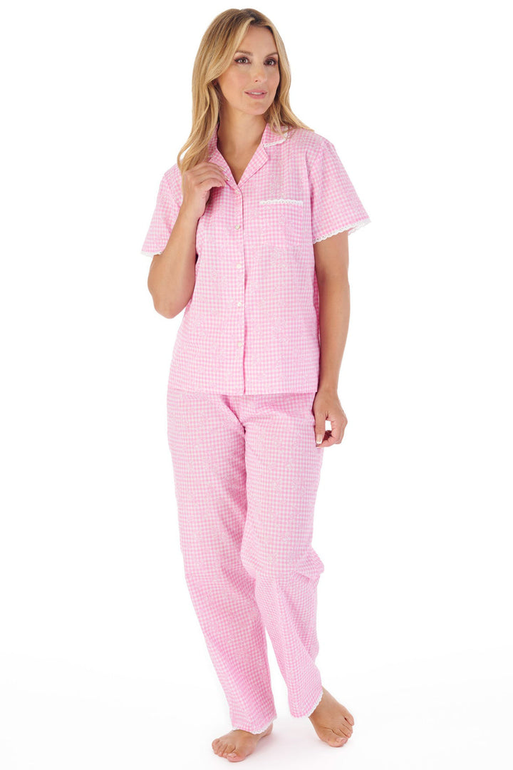 Slenderella PJ03213 Pink Gingham Pyjamas - Shirley Allum Boutique
