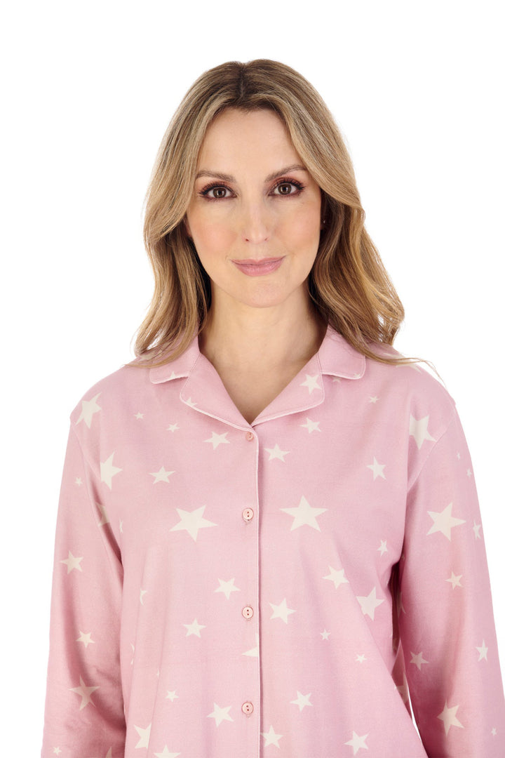 Slenderella PJ04132 Pink Pyjamas, collar close-up