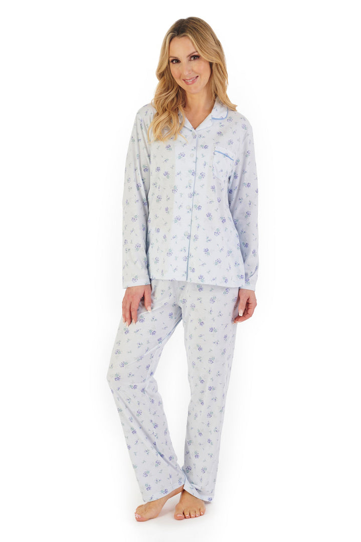 Slenderella PJ06128 Blue Pyjamas, front view