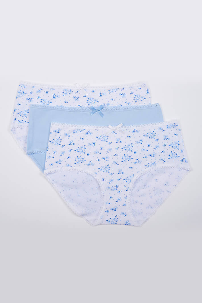 Slenders By Slenderella BF82 Blue Cotton Comfort 3 Pack Full Brief - Shirley Allum Boutique
