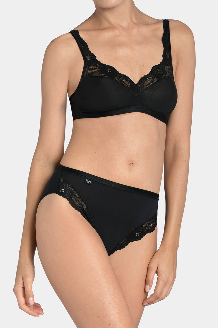 Sloggi 10031895 0003 Romance Black Tai Briefs - Shirley Allum Boutique