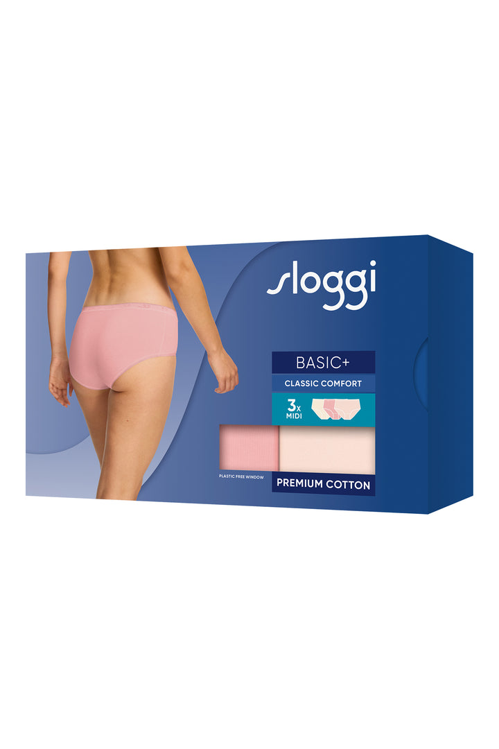 Sloggi 10107163 PR08 Pink Multicolour 3-Pack Basic+ Midi Brief
