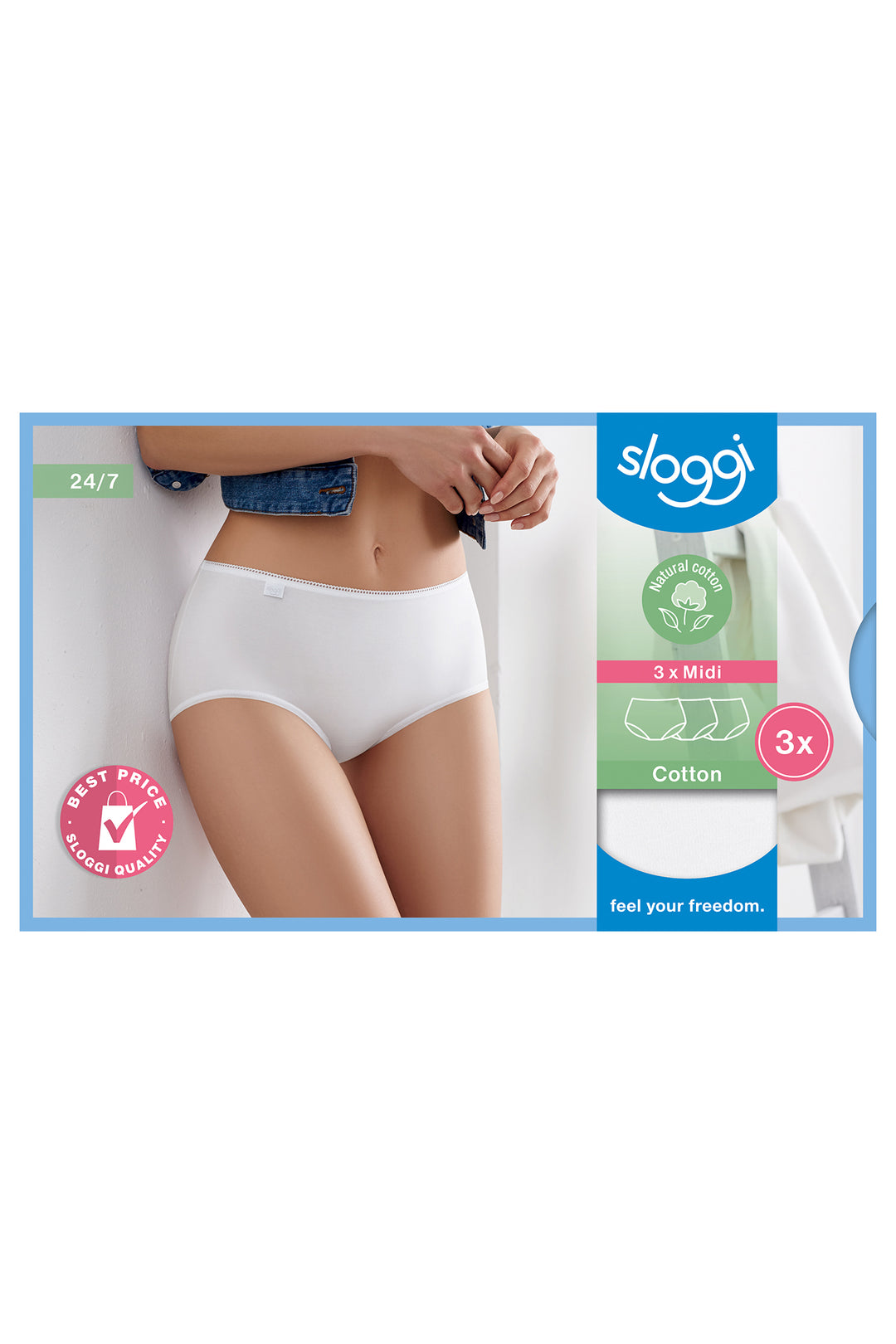 Sloggi 10167191 0003 Midi Cotton White 3-Pack Brief - Shirley Allum Boutique