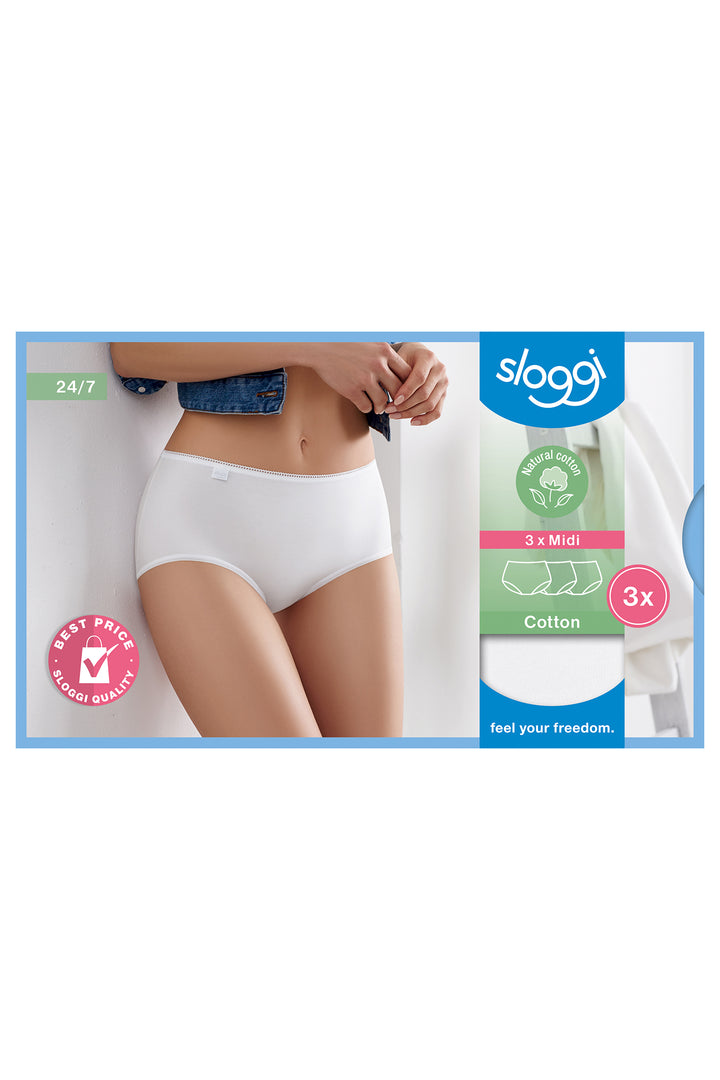 Sloggi 10167191 0003 Midi Cotton White 3-Pack Brief - Shirley Allum Boutique