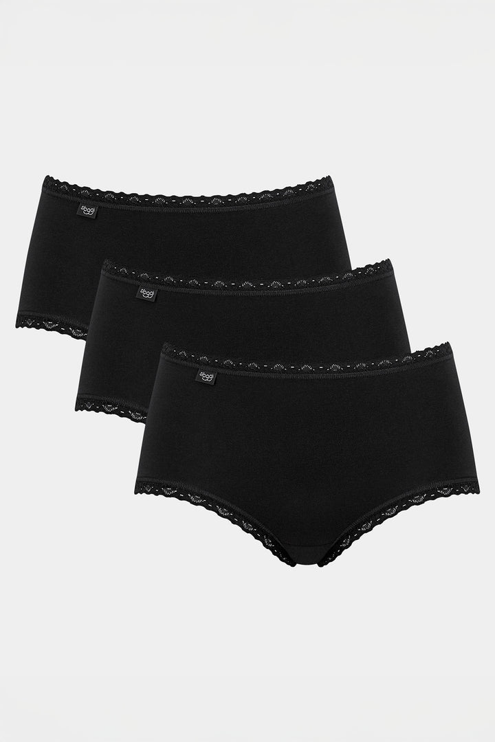 Sloggi 10167198 0004 247 Black Lace 3-Pack Midi Briefs - Shirley Allum Boutique