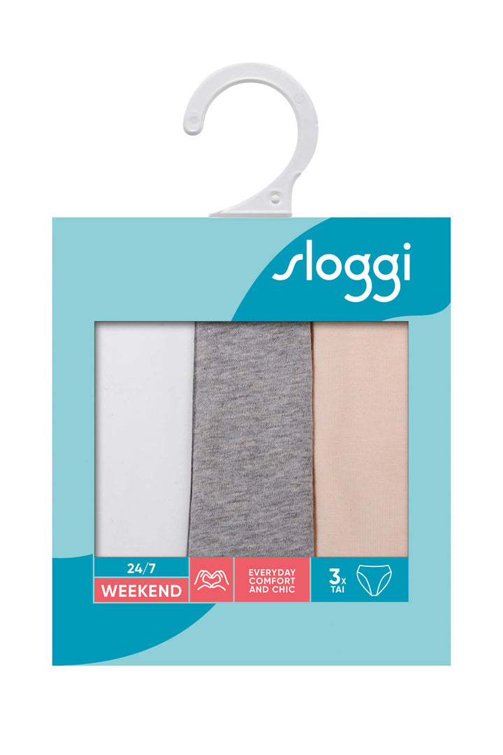 Sloggi 10198237 M015 247 Weekend 3-Pack White- Light Combination Tai Brief - Shirley Allum Boutique