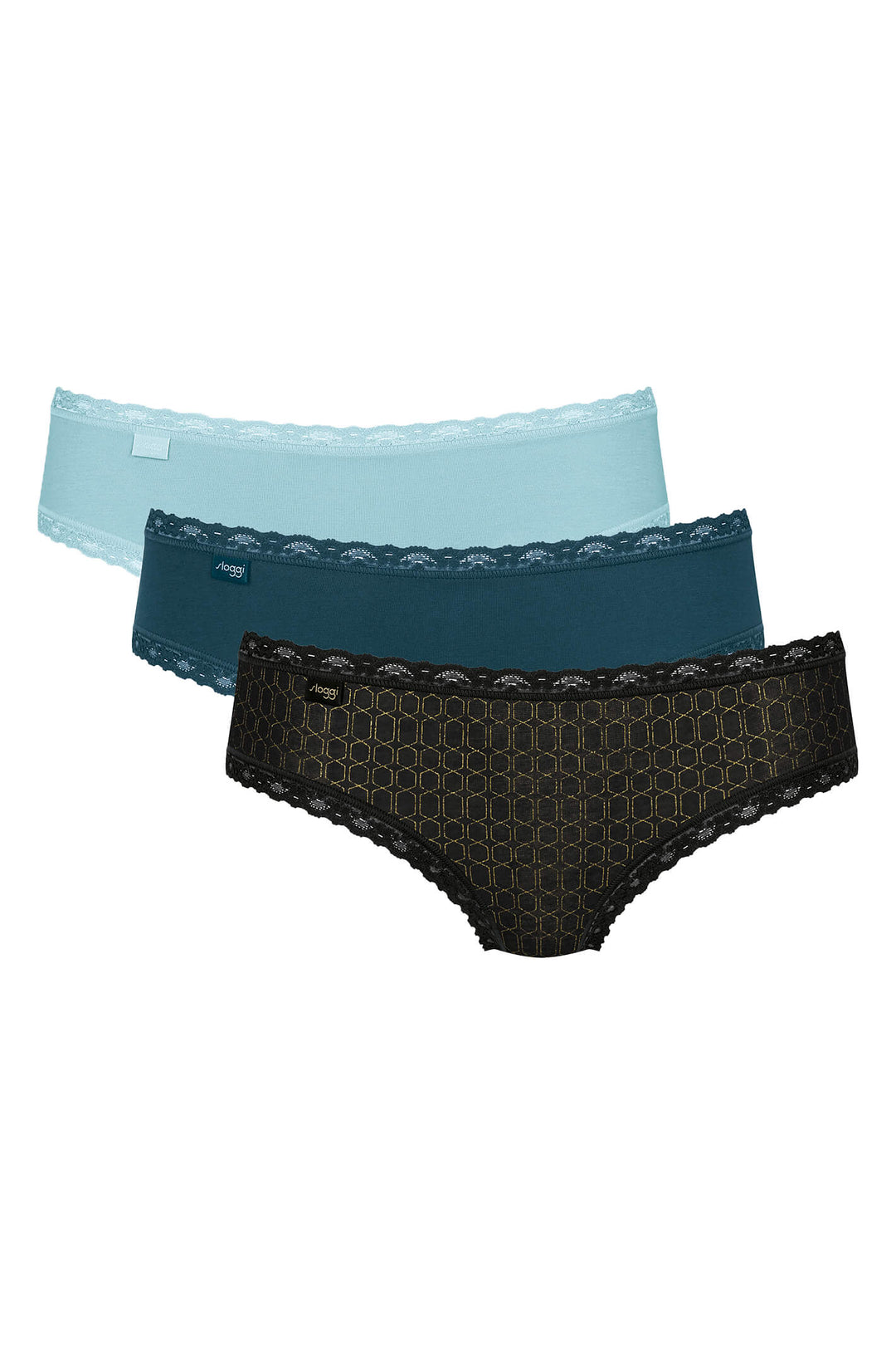 Sloggi 10198269 V003 247 Weekend Blue Mix 3 Pack Hipster Brief - Shirley Allum Boutique