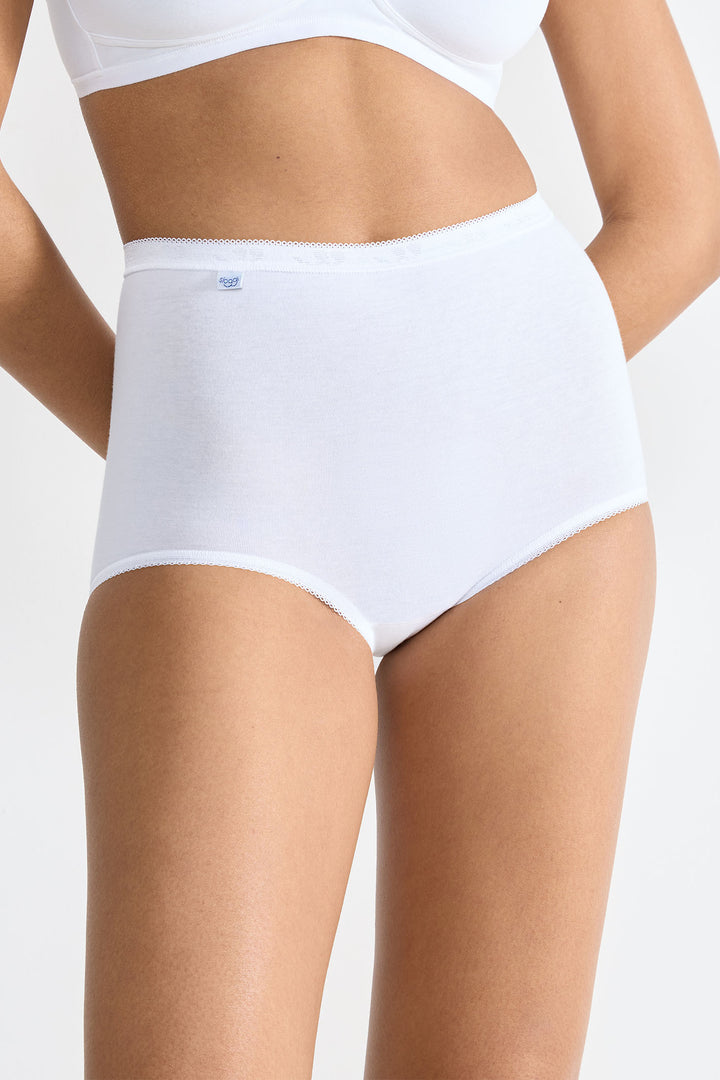 Sloggi Basic+ Maxi Briefs 3 Pack Cotton White 10007656 0003 - Shirley Allum Boutique