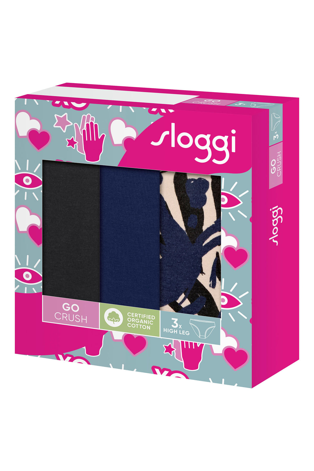 Sloggi Brief 3-Pack High Leg Go Crush 10219672 M008 Blue Dark Combination - Shirley Allum Boutique