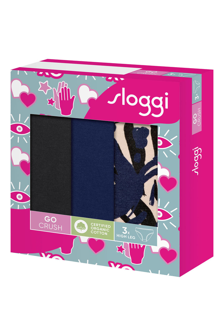 Sloggi Brief 3-Pack High Leg Go Crush 10219672 M008 Blue Dark Combination - Shirley Allum Boutique