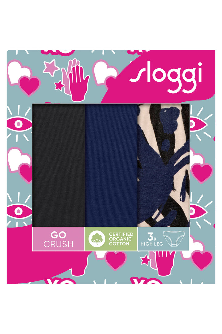 Sloggi Brief 3-Pack High Leg Go Crush 10219672 M008 Blue Dark Combination - Shirley Allum Boutique