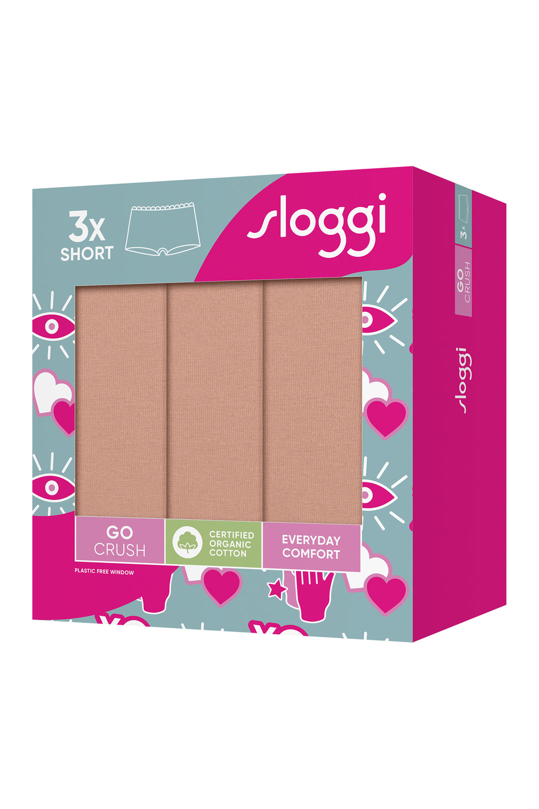 Sloggi GO Crush 10219652 00ME Cameo Brown 3-Pack Short Briefs