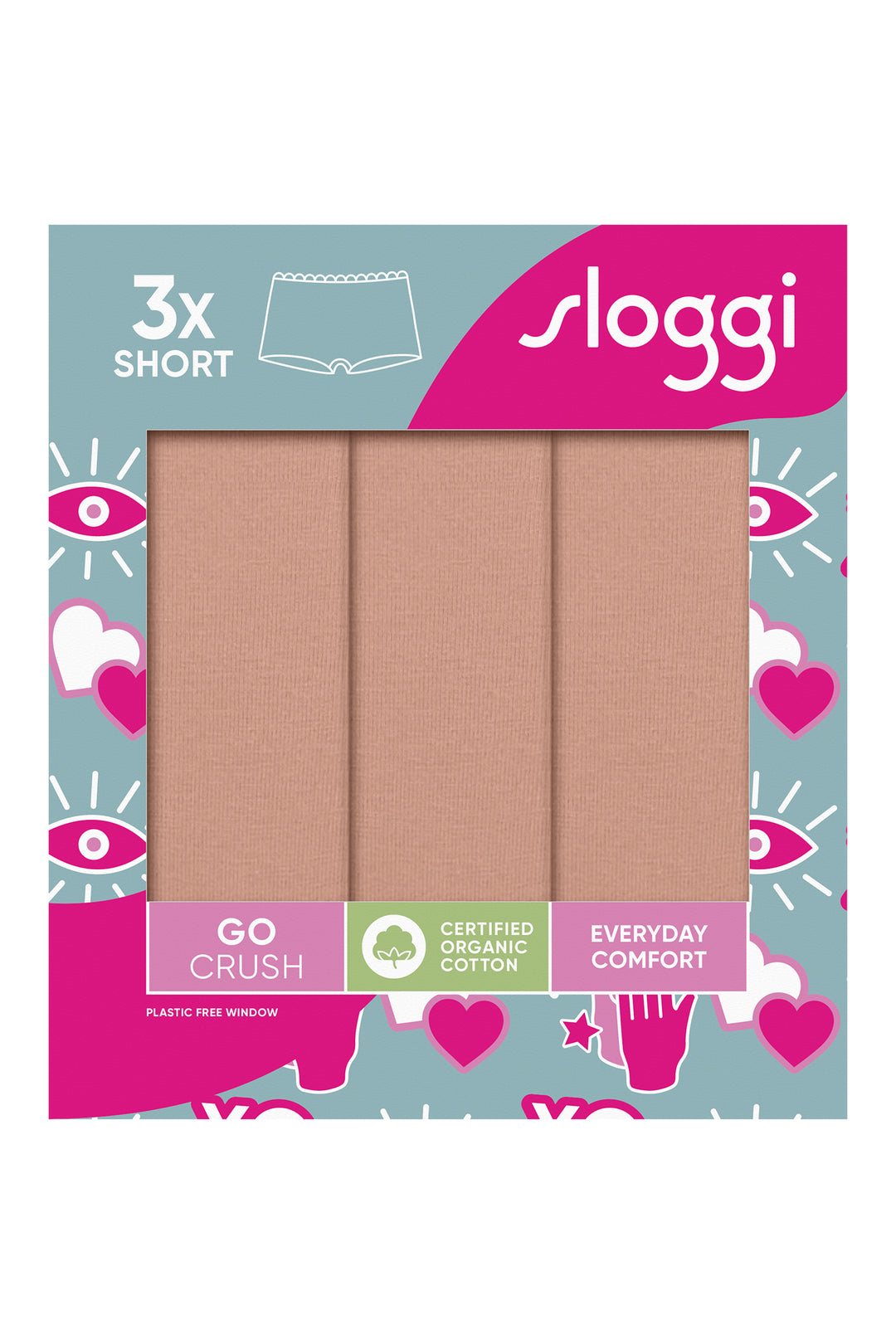 Sloggi GO Crush 10219652 00ME Cameo Brown 3-Pack Short Briefs