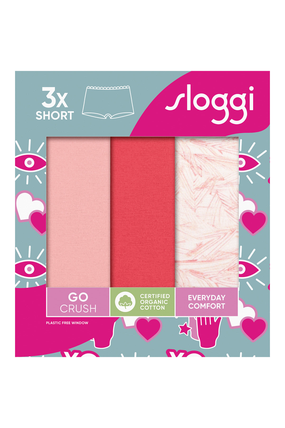 Sloggi GO Crush 10219652 M005 Pink Multicolour 3-Pack Short Briefs