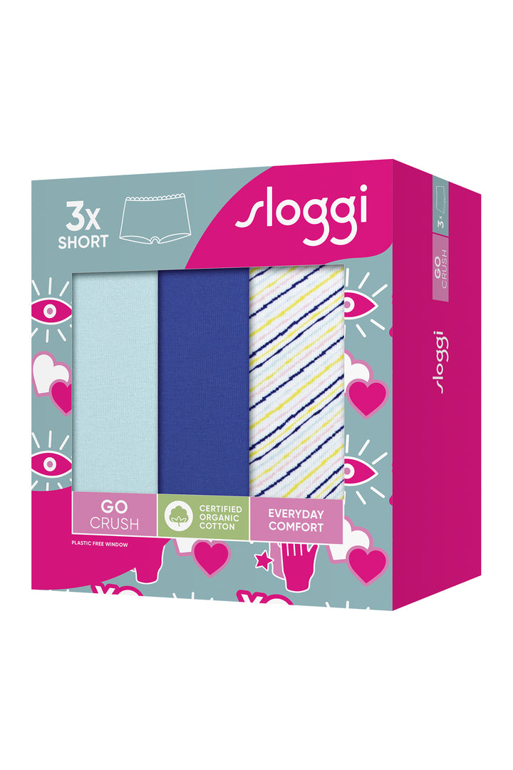 Sloggi GO Crush 10219652 M007 Blue Multicolour 3-Pack Short Briefs