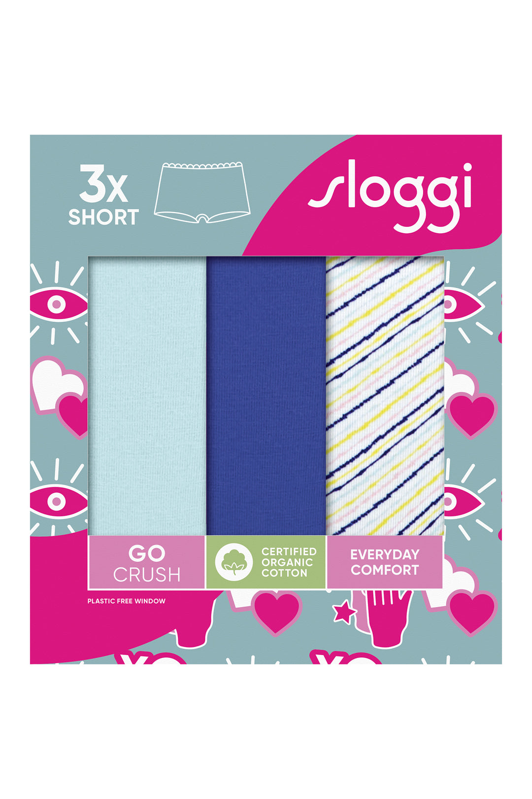 Sloggi GO Crush 10219652 M007 Blue Multicolour 3-Pack Short Briefs