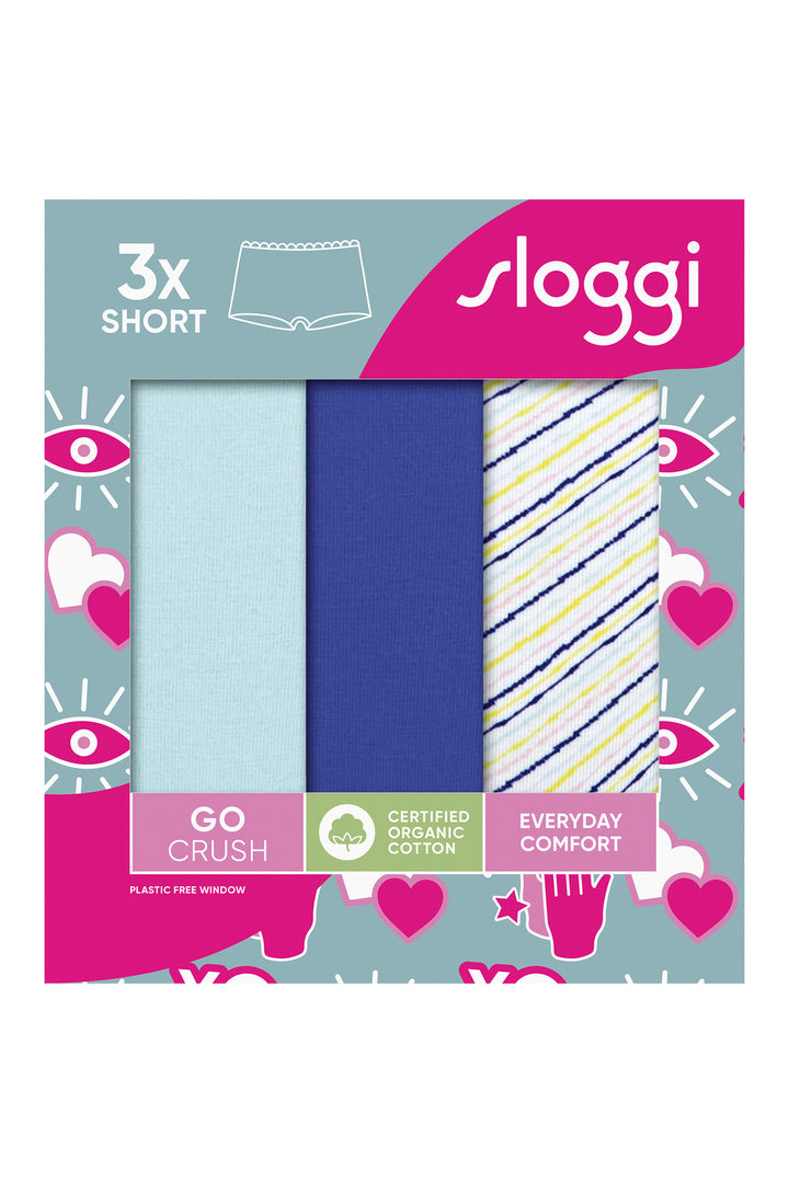 Sloggi GO Crush 10219652 M007 Blue Multicolour 3-Pack Short Briefs