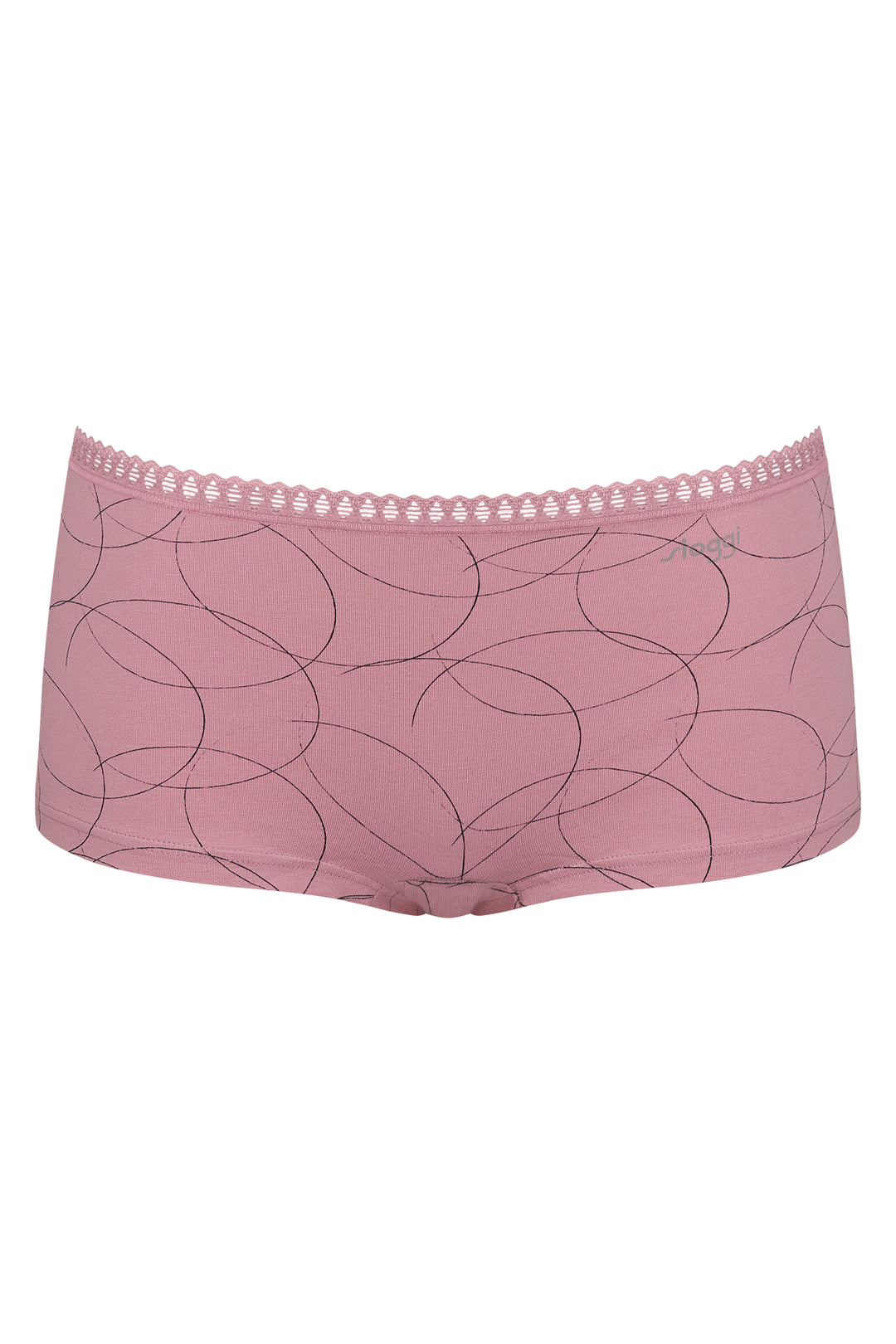 Pink women's underwear with leaf pattern on a white background