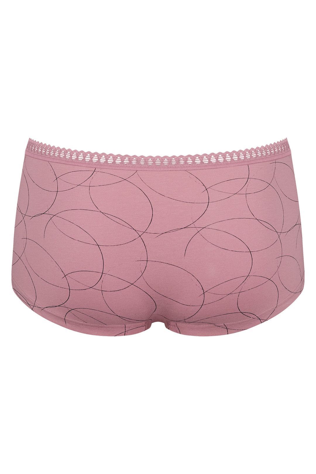 Pink underwear with a subtle pattern on a white background