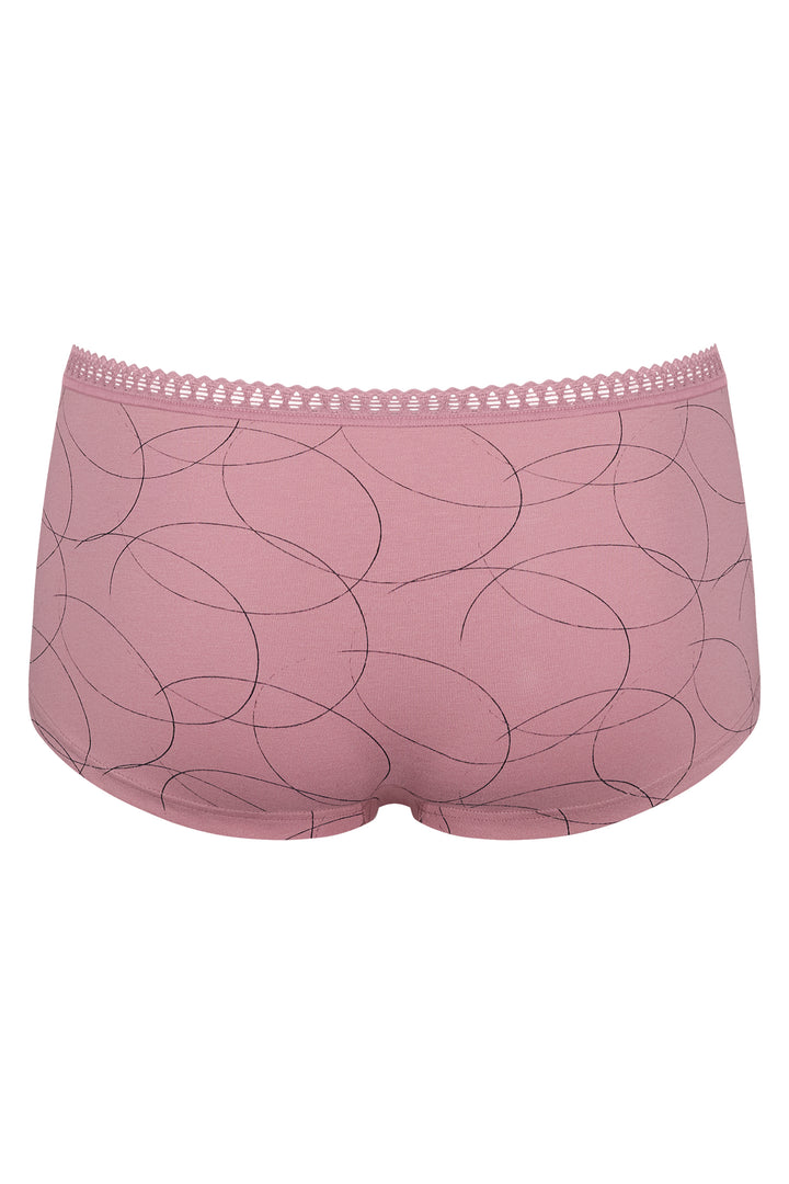 Pink underwear with a subtle pattern on a white background