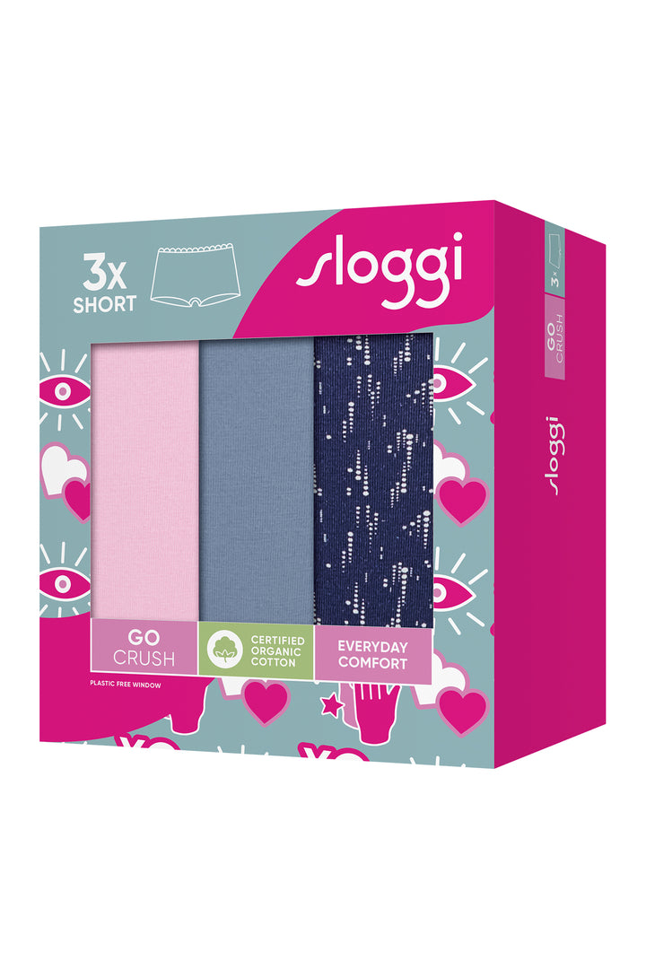 Sloggi underwear package with two pairs of shorts on a white background
