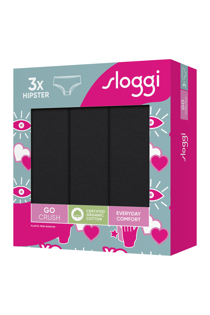 Sloggi GO Crush 10219671 0004 Black 3-Pack Hipster Briefs
