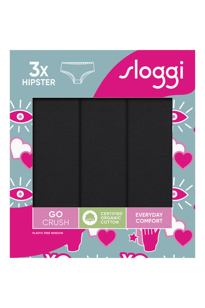 Sloggi GO Crush 10219671 0004 Black 3-Pack Hipster Briefs
