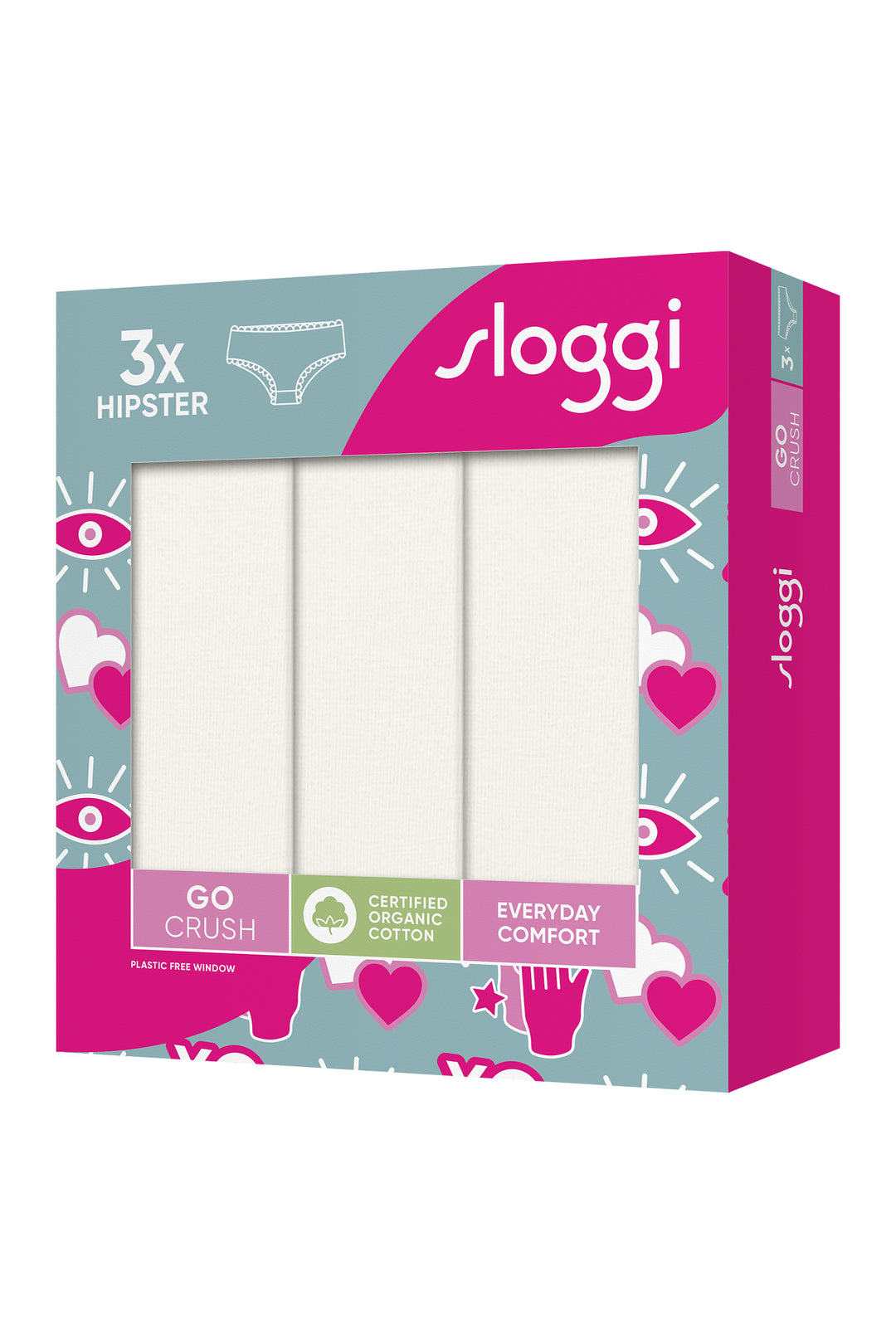 Sloggi GO Crush 10219671 00GZ Silk White 3-Pack Hipster Brief