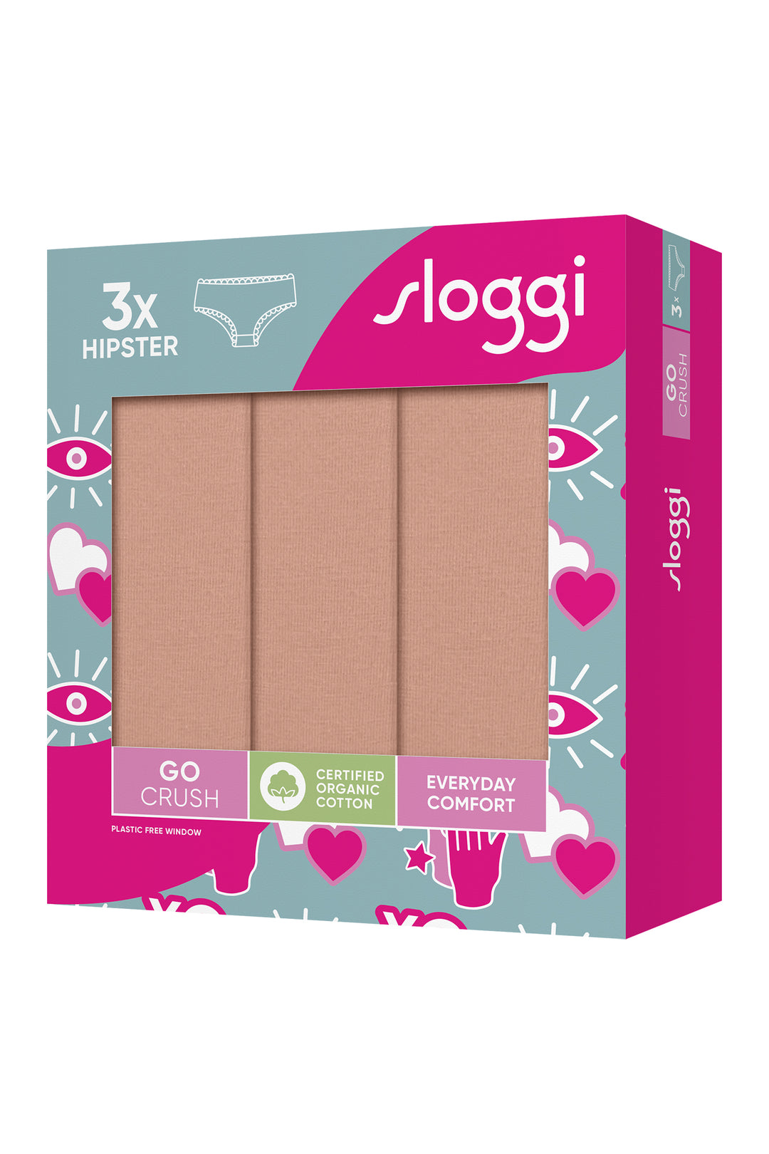 Sloggi GO Crush 10219671 00ME Cameo Brown 3-Pack Hipster Brief