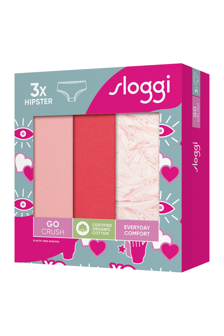 Sloggi GO Crush 10219671 M005 Coral Multicolour 3-Pack Hipster Brief