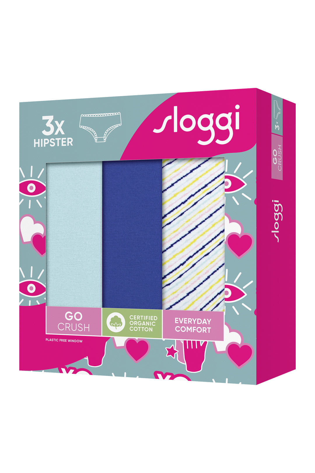 Sloggi GO Crush 10219671 M007 Blue Multicolour 3-Pack Hipster Brief