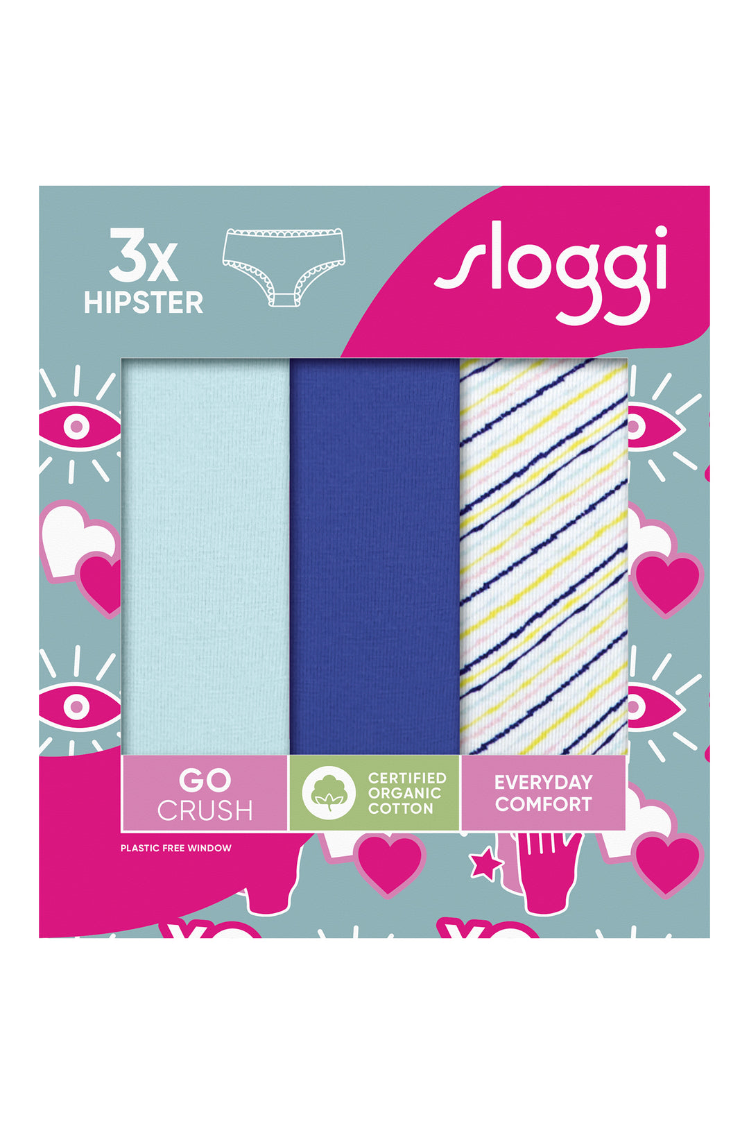 Sloggi GO Crush 10219671 M007 Blue Multicolour 3-Pack Hipster Brief