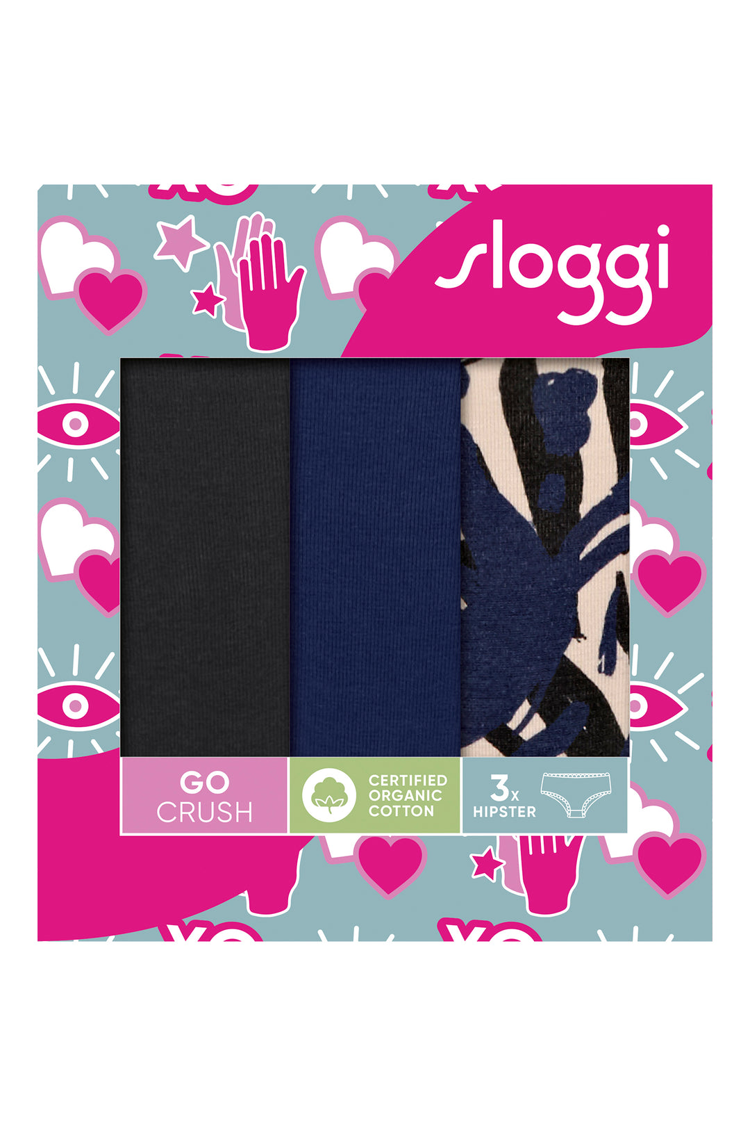 Sloggi Go Crush 10219671 M008 Multiple Colours 3-Pack Hipster Brief