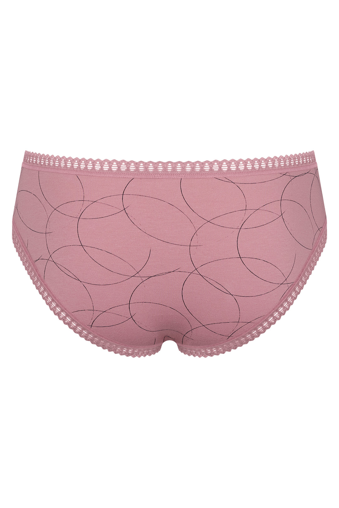 Pink women's underwear with a subtle pattern on a white background