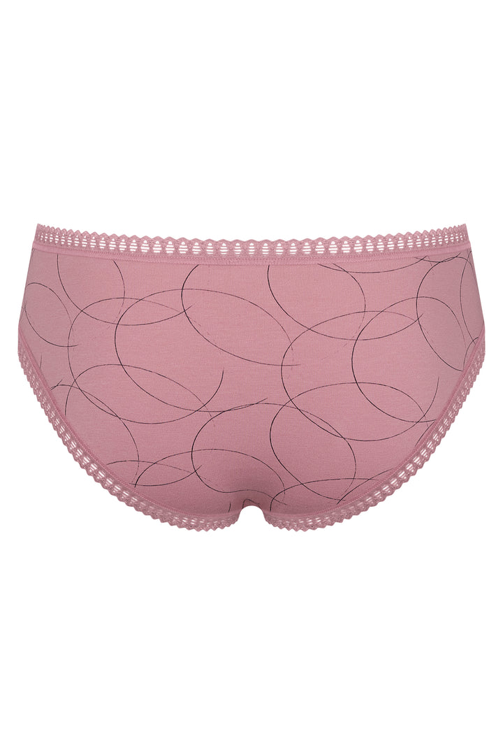 Pink women's underwear with a subtle pattern on a white background