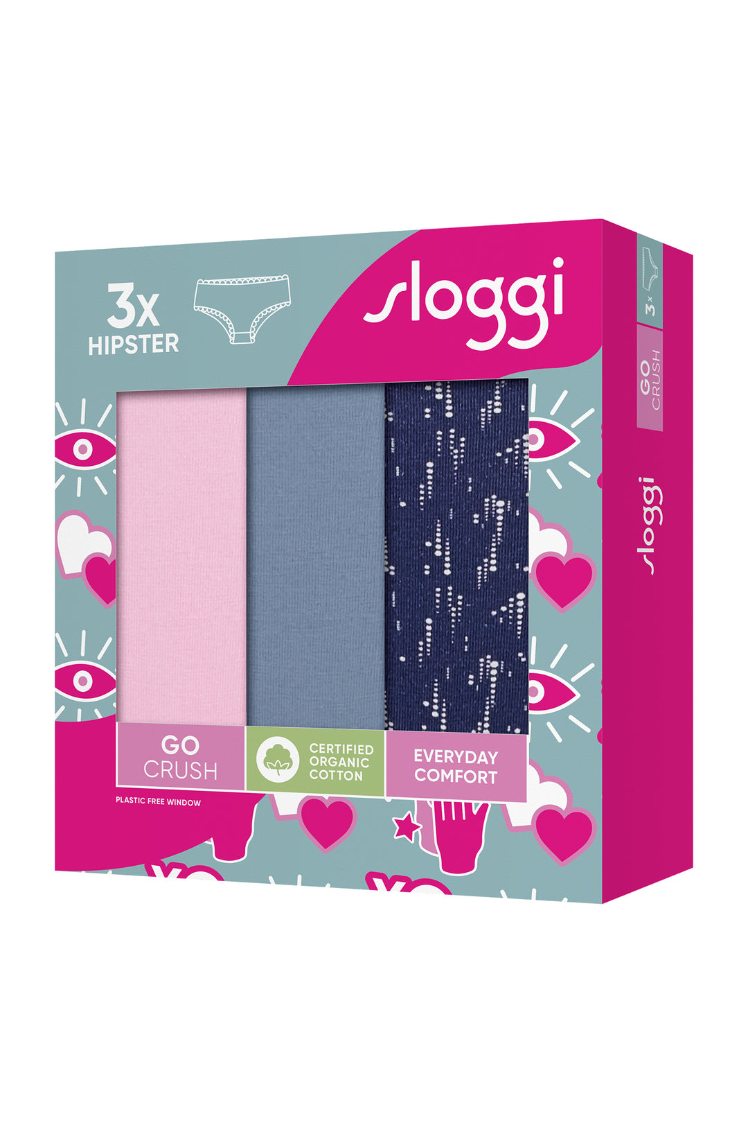 Sloggi Go Crush 10219671 V004 Multiple Colours 3-Pack Hipster Brief