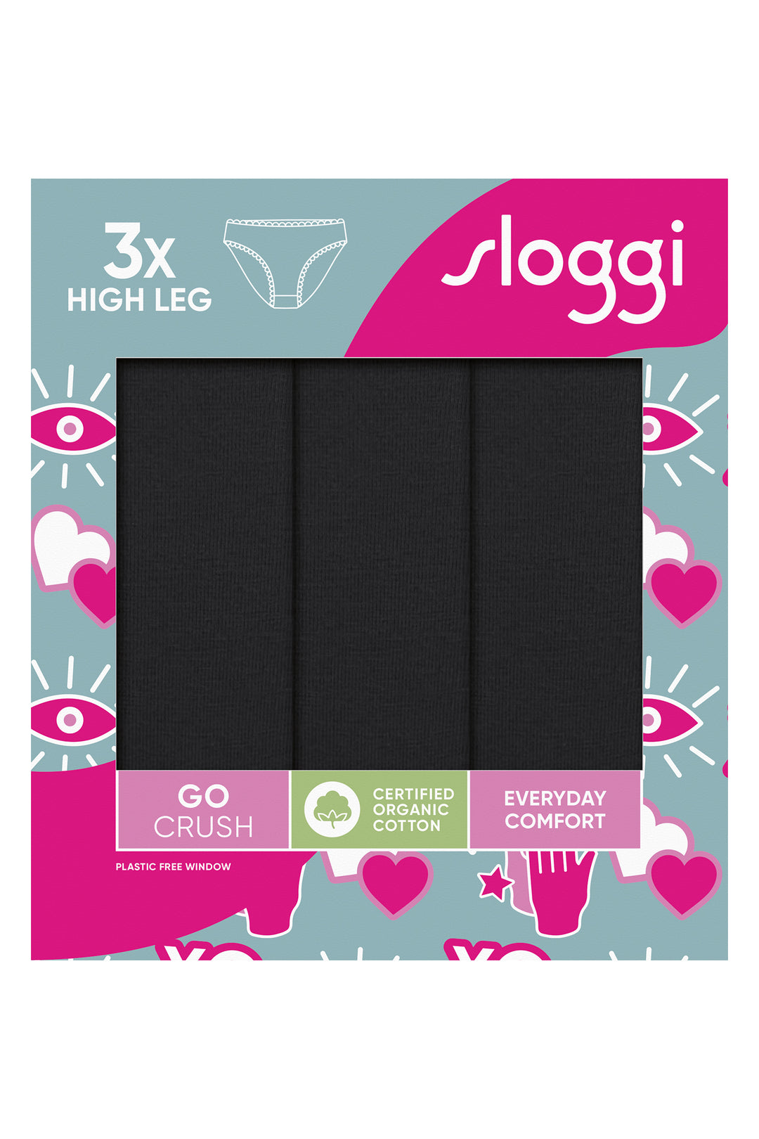 Sloggi Go Crush 10219672 0004 Black 3-Pack High Leg Brief