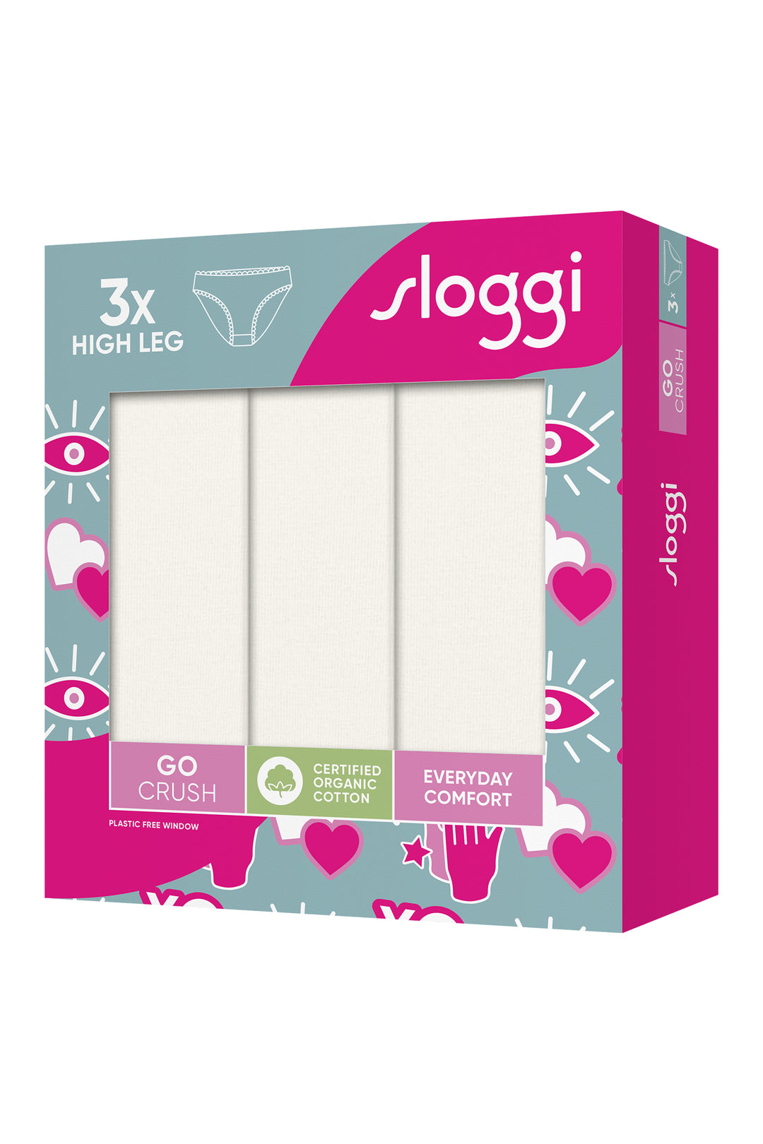 Sloggi Go Crush 10219672 00GZ Silk White 3-Pack High Leg Brief