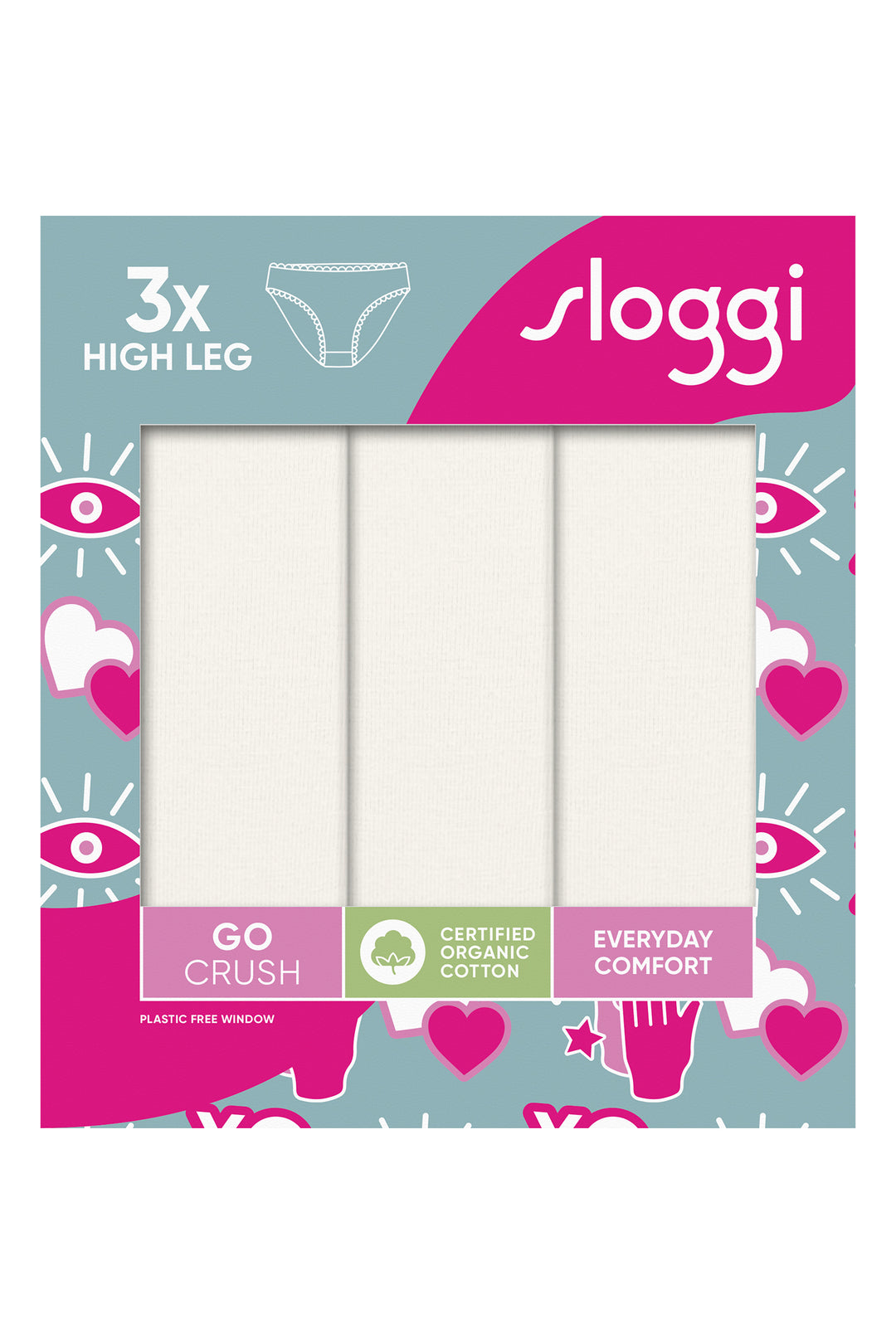 Sloggi Go Crush 10219672 00GZ Silk White 3-Pack High Leg Brief