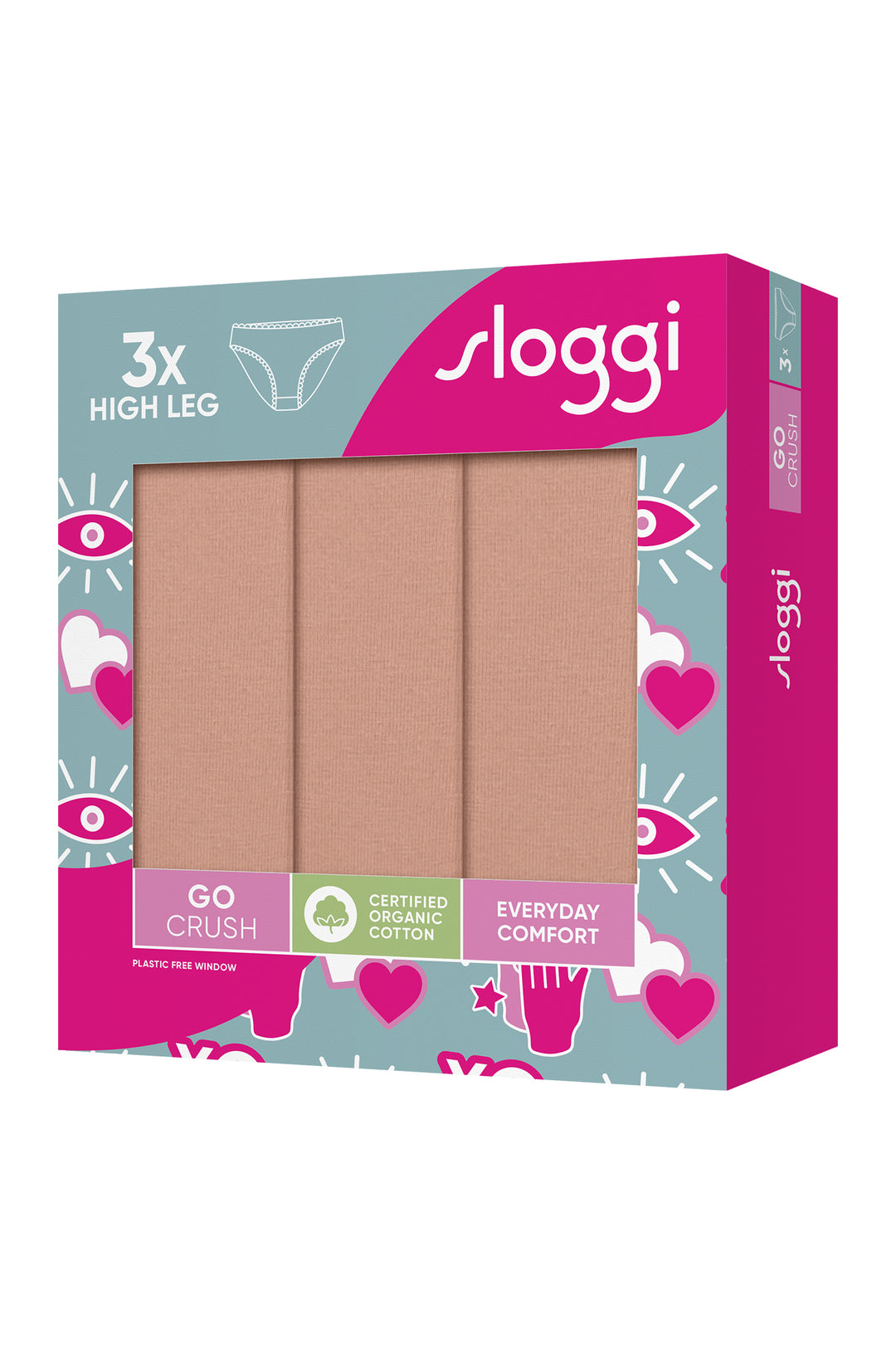 Sloggi Go Crush 10219672 00ME Cameo Brown 3-Pack High Leg Brief