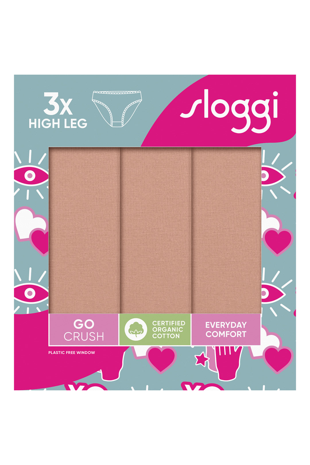Sloggi Go Crush 10219672 00ME Cameo Brown 3-Pack High Leg Brief