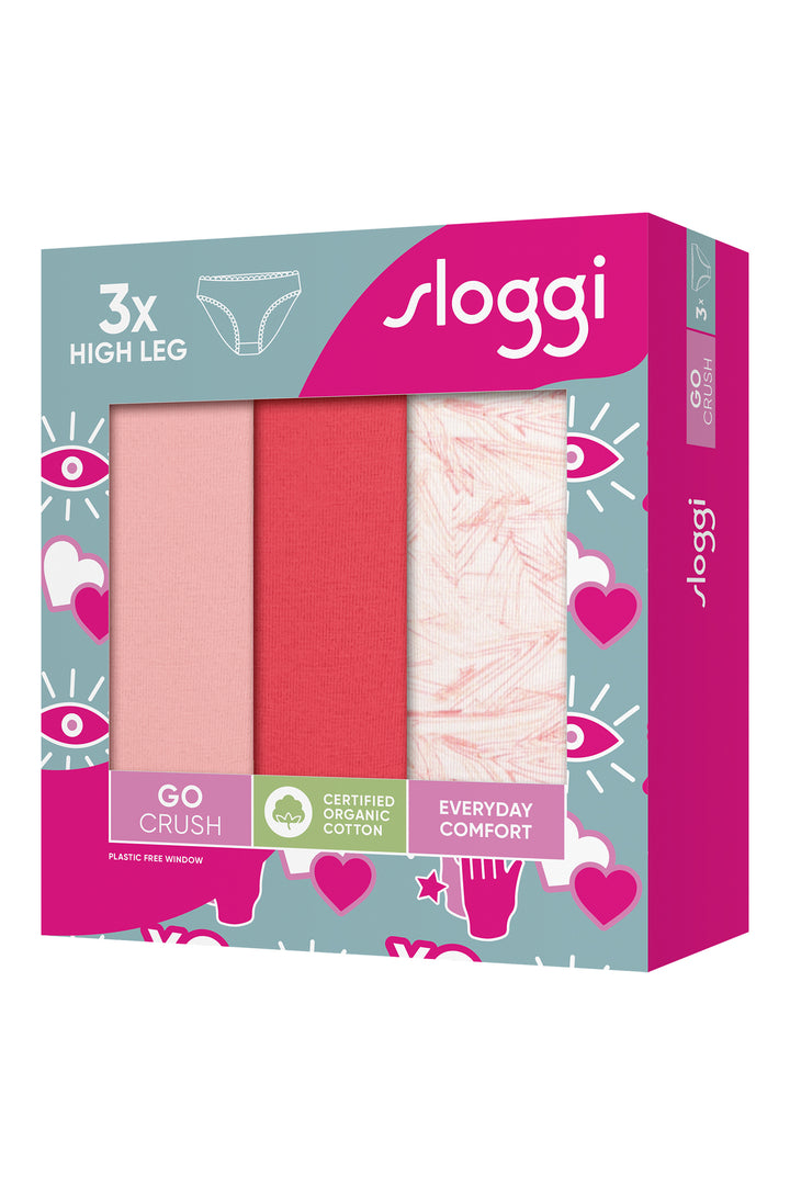 Sloggi GO Crush 10219672 M005 Coral Multicolour 3-Pack High Leg Brief