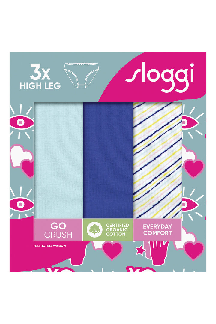 Sloggi Go Crush 10219672 M007 Blue 3-Pack High Leg Brief