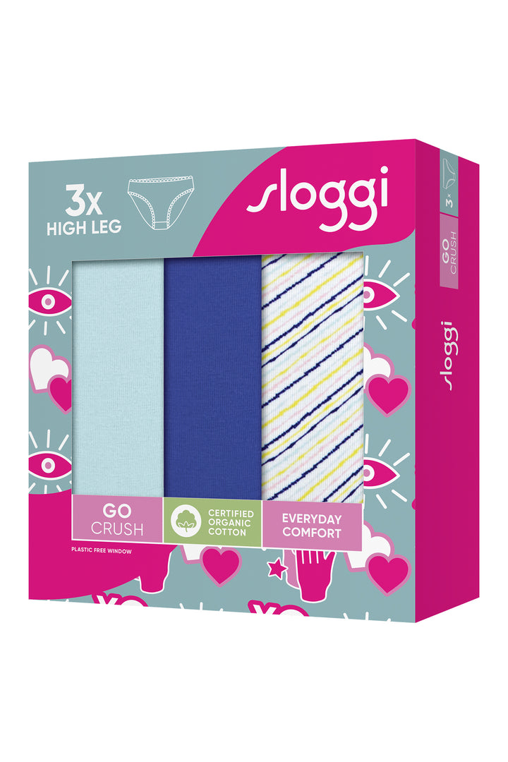 Sloggi Go Crush 10219672 M007 Blue 3-Pack High Leg Brief