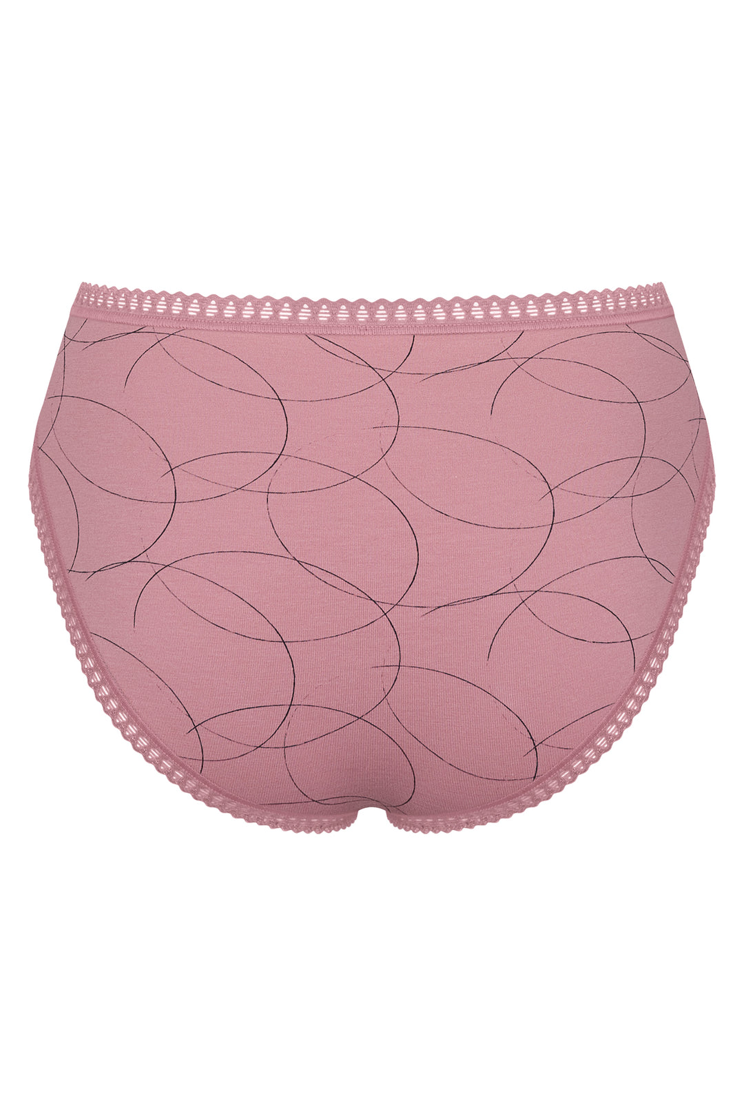 Pink women's underwear with a subtle pattern on a white background