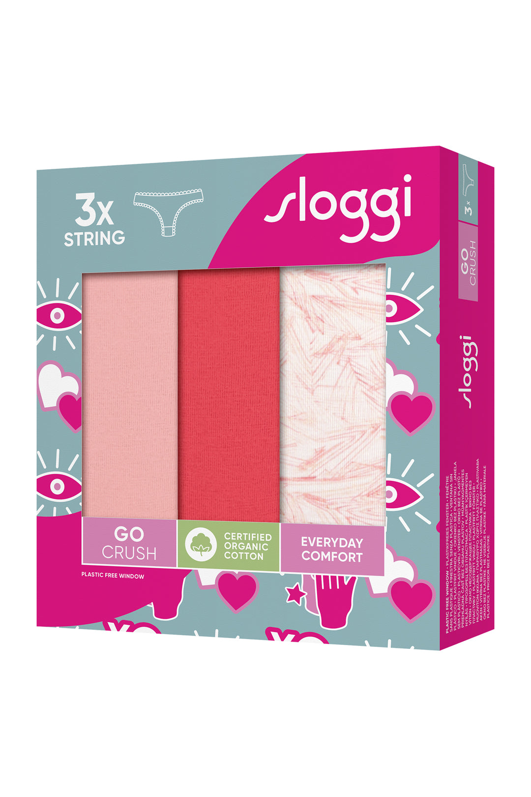Sloggi GO Crush 10219704 M005 Coral Multicolour 3-Pack String Briefs