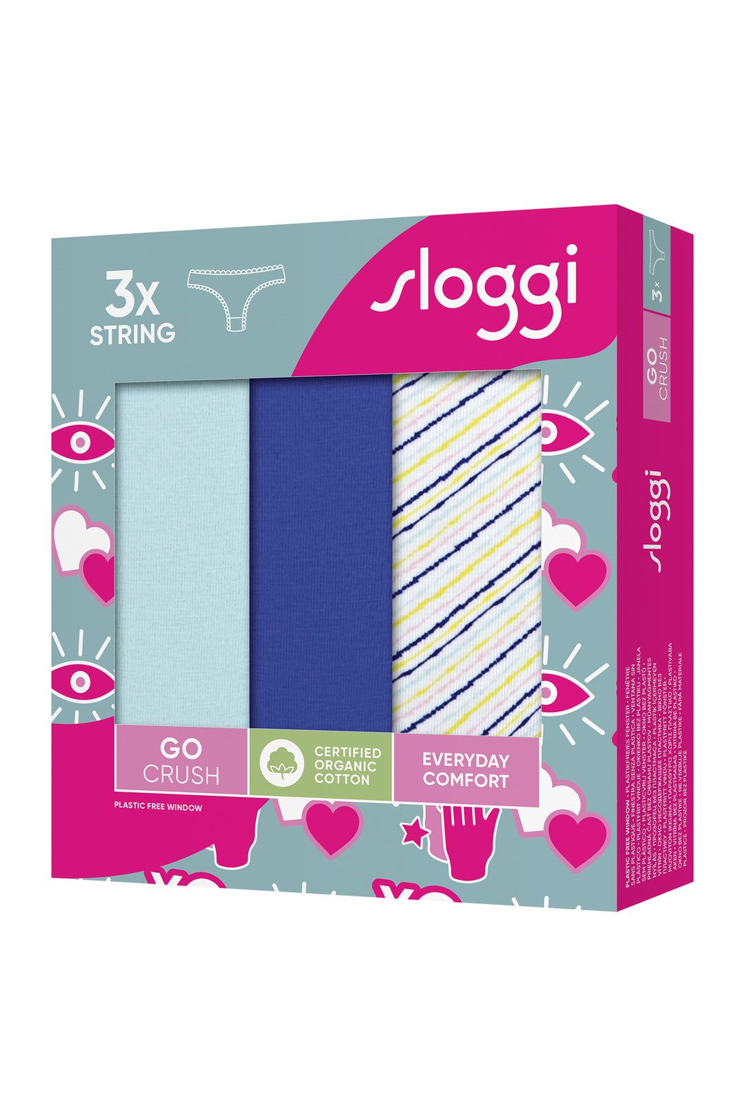 Sloggi GO Crush 10219704 M007 Blue Multicolour 3-Pack String Briefs