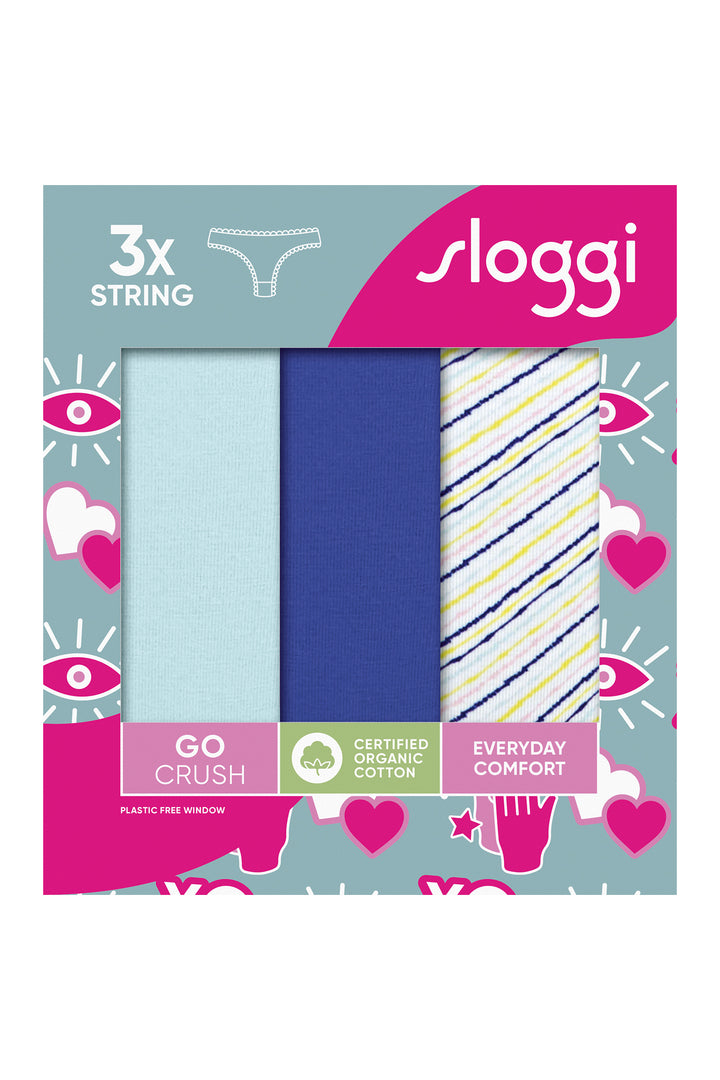 Sloggi GO Crush 10219704 M007 Blue Multicolour 3-Pack String Briefs